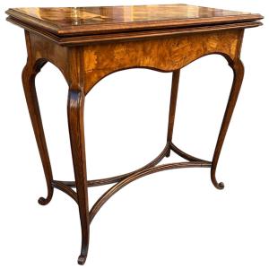 Table à jeu Art nouveau Émile Gallé aux pavots