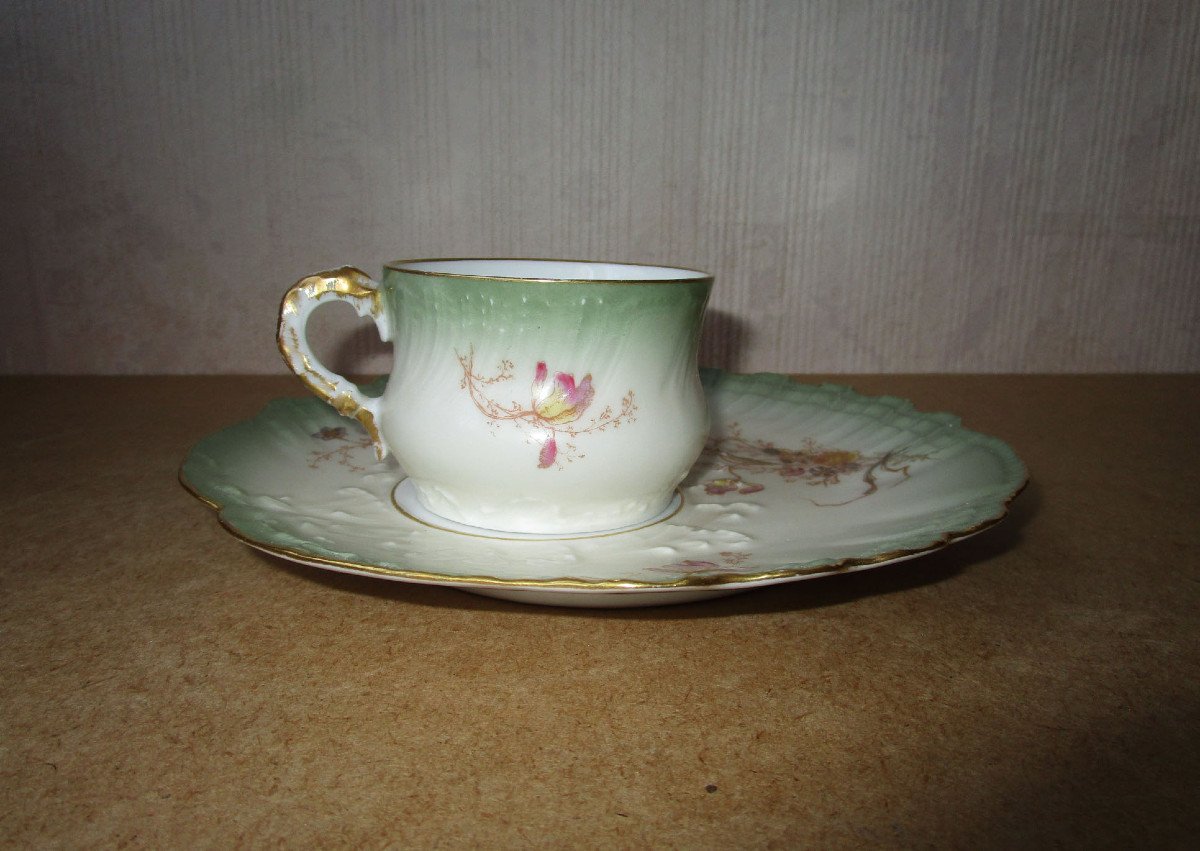 Superb Selfish Lunch Cup In Limoges Porcelain Art Nouveau Dejeuner Egoiste-photo-1