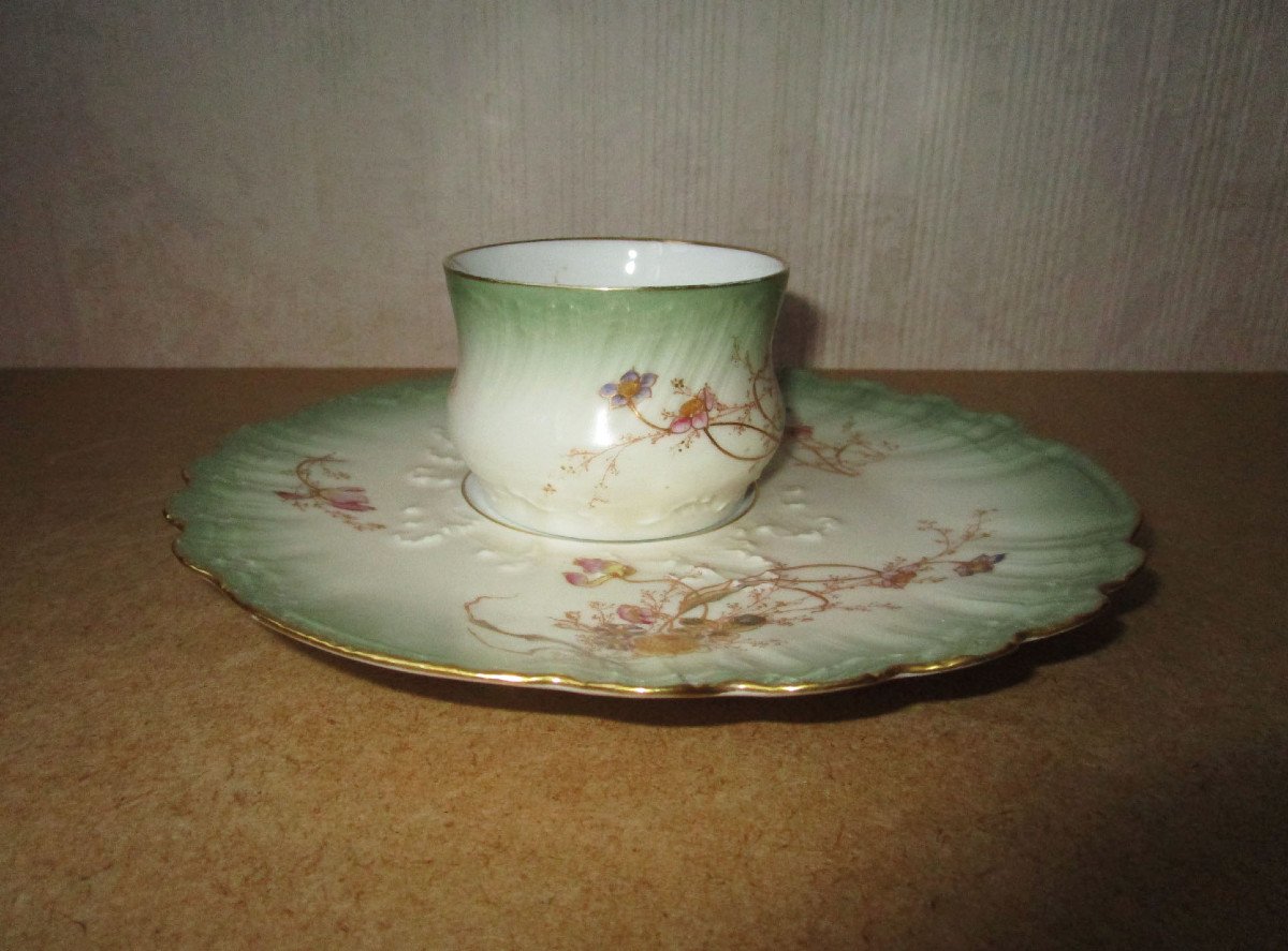 Superb Selfish Lunch Cup In Limoges Porcelain Art Nouveau Dejeuner Egoiste-photo-2