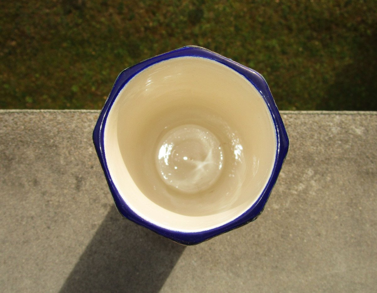 Emaux De Longwy Old Very Beautiful Roller Vase In Perfect State Of Preservation Height: 16.2 Cm-photo-2