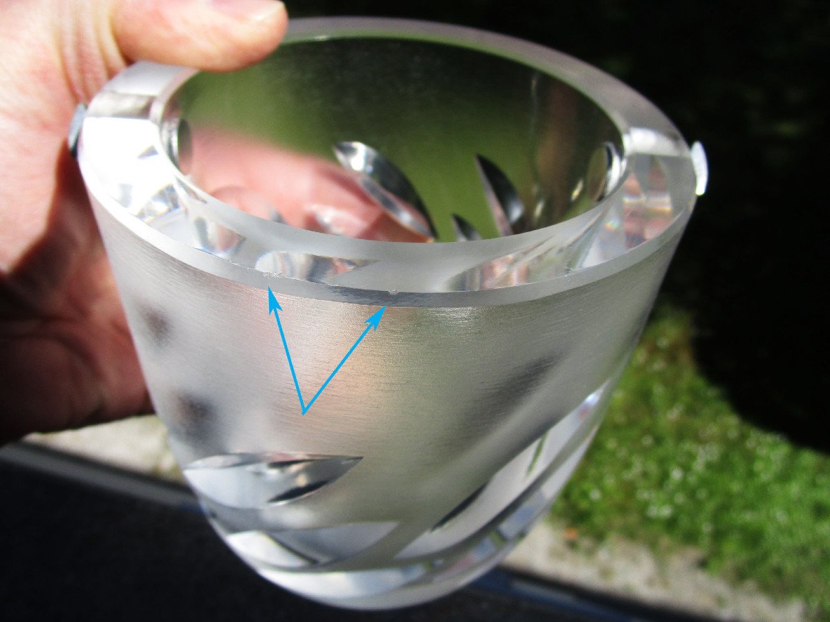 Very Beautiful Small Ice Bucket Or Ice Bucket, Crystal And Silver Metal, Lalique France Model Artois-photo-7