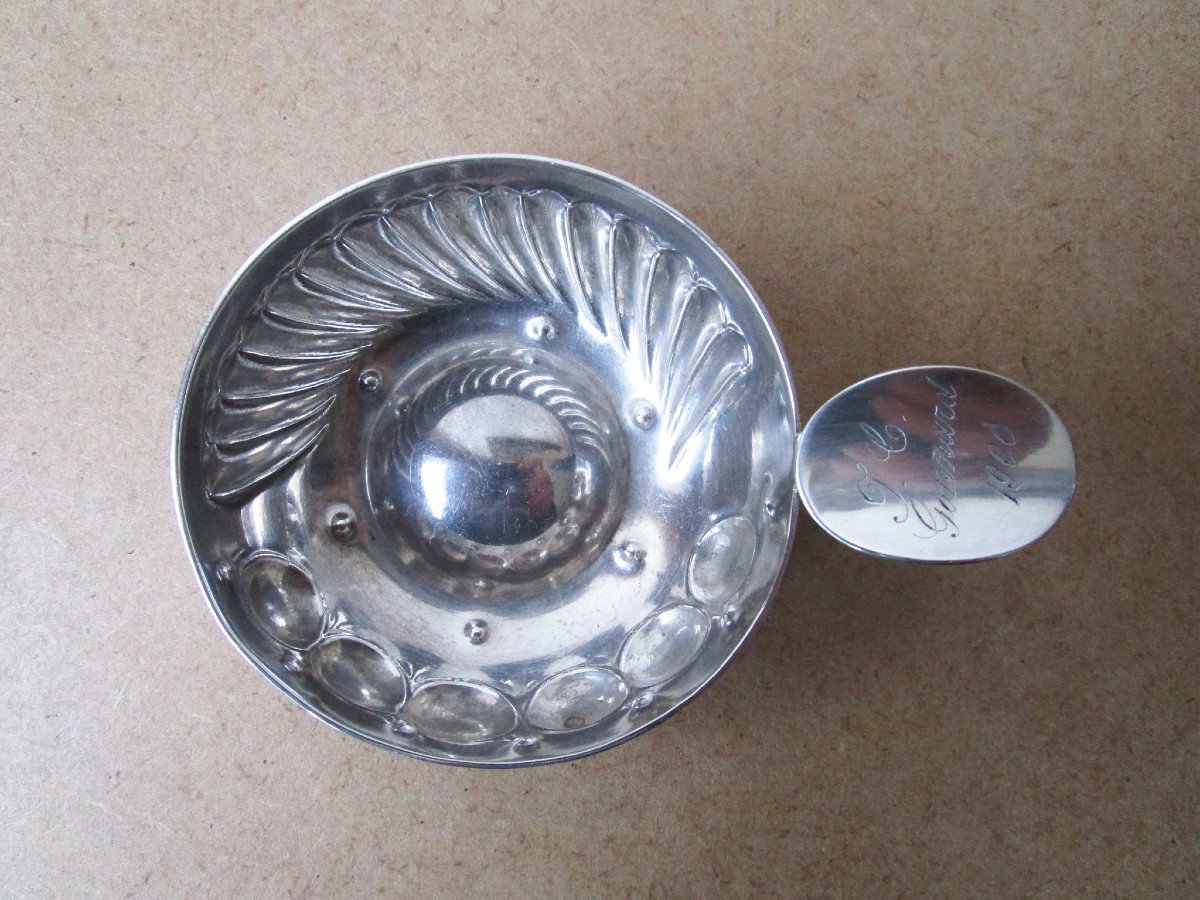 Ancien Taste Vin Ou Tasse à Vin En Argent Massif Poinçon Minerve Attribué Jc Gonnard 1900-photo-2