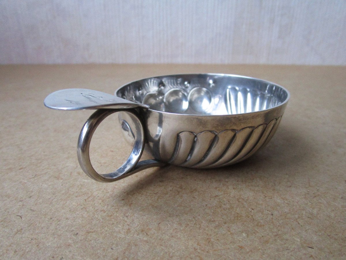 Ancien Taste Vin Ou Tasse à Vin En Argent Massif Poinçon Minerve Attribué Jc Gonnard 1900-photo-2