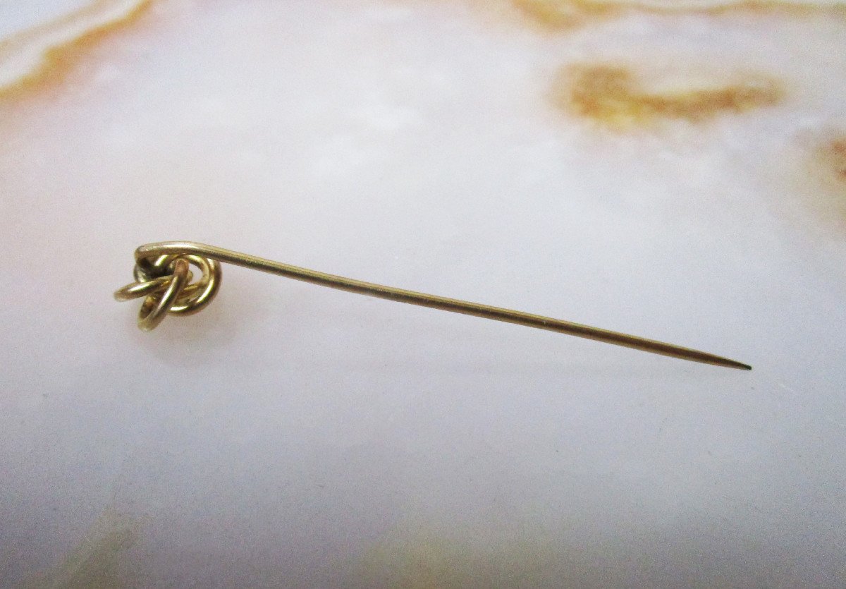 Old Beautiful Tie Pin In 18k 18k Solid Gold And Aquamarine Blue Stone.-photo-4