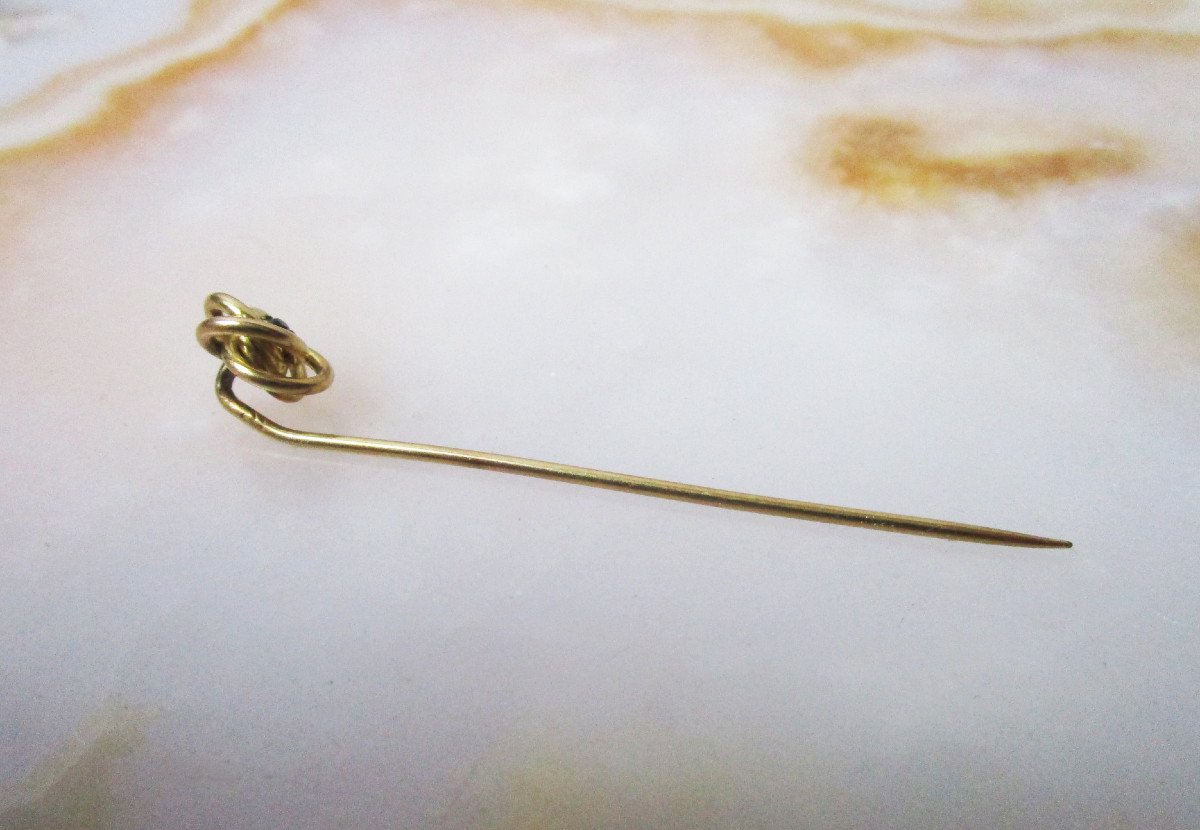 Old Beautiful Tie Pin In 18k 18k Solid Gold And Aquamarine Blue Stone.-photo-1