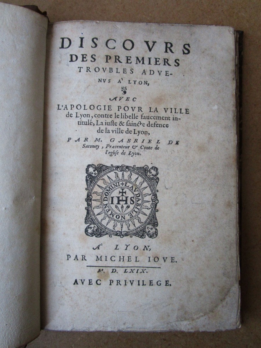 Very Rare Book Speech Of The First Troubles That Happened In Lyon Saconay 1569 Ex-libris Brolemann.-photo-3