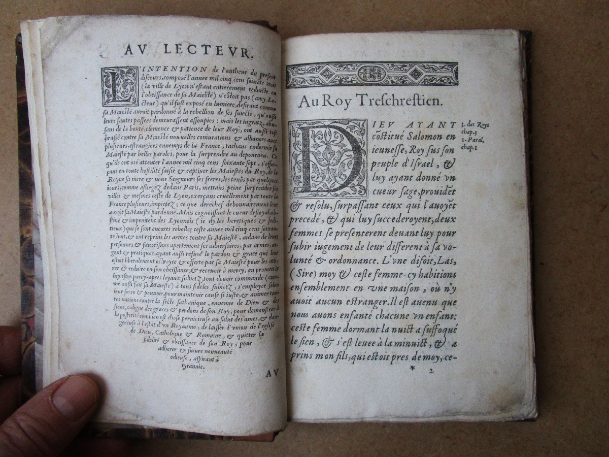 Very Rare Book Speech Of The First Troubles That Happened In Lyon Saconay 1569 Ex-libris Brolemann.-photo-4