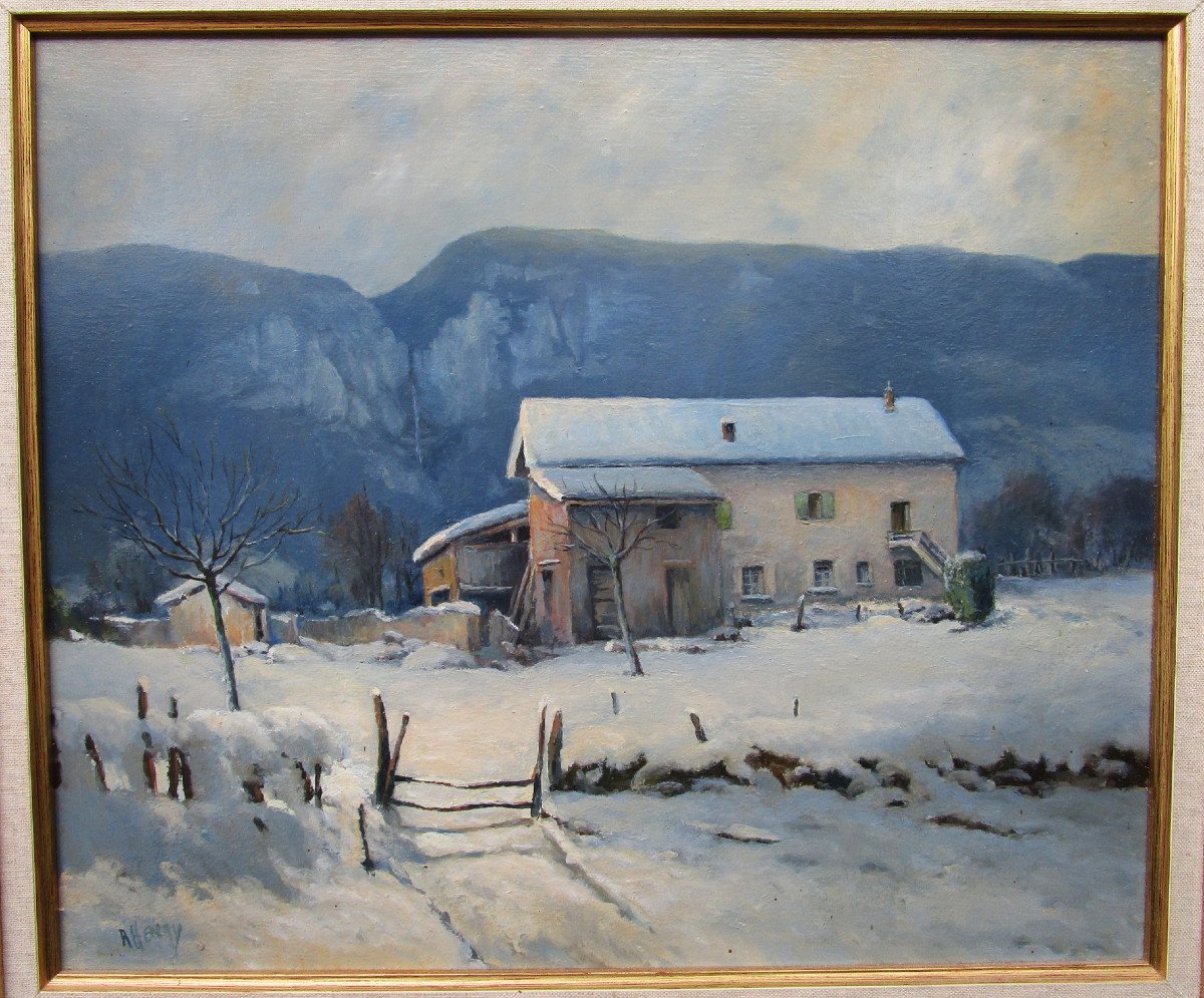 Very Beautiful Mountain Painting Signed Roger Henry Saint Sauveur Le Vercors Near St Marcellin-photo-2