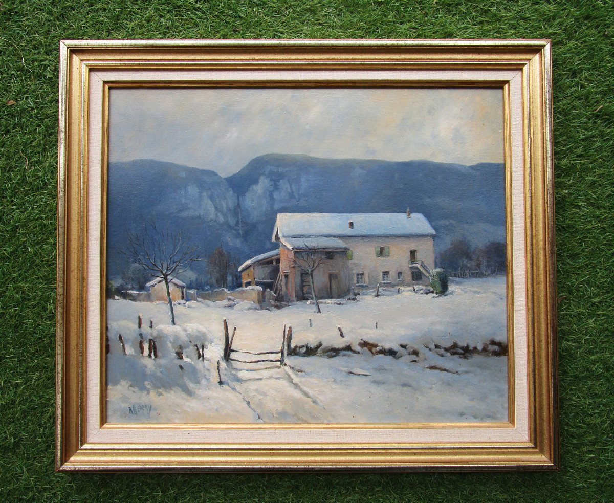 Very Beautiful Mountain Painting Signed Roger Henry Saint Sauveur Le Vercors Near St Marcellin
