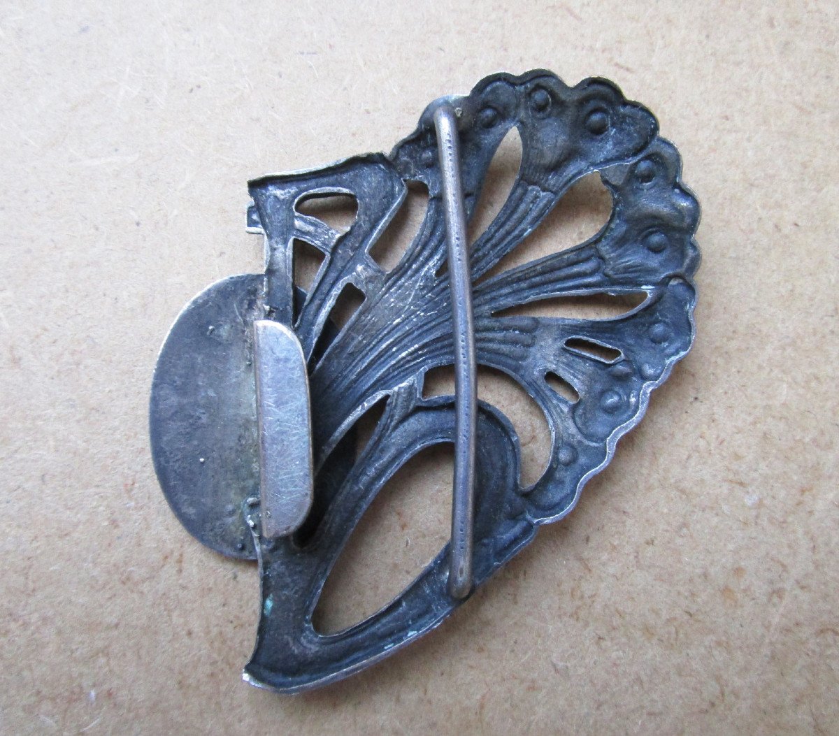 Very Beautiful Art Nouveau Period Belt Buckle For Women Butterfly Silver Metal Circa 1900.-photo-3