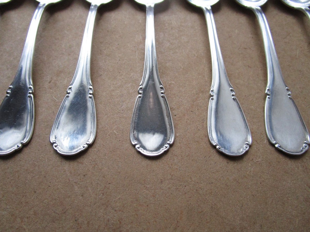 11 Beautiful Small Mocha Or Coffee Spoons In Italian Sterling Silver Hallmark 800, 160 Grams.-photo-2