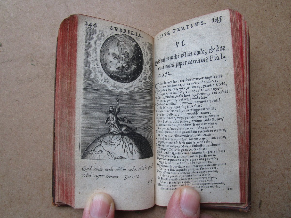 Ancien Rare Livre d'Amour Spirituel Pia Desideria Hugo Hermann 1636 Très Nombreuses Gravures. -photo-5