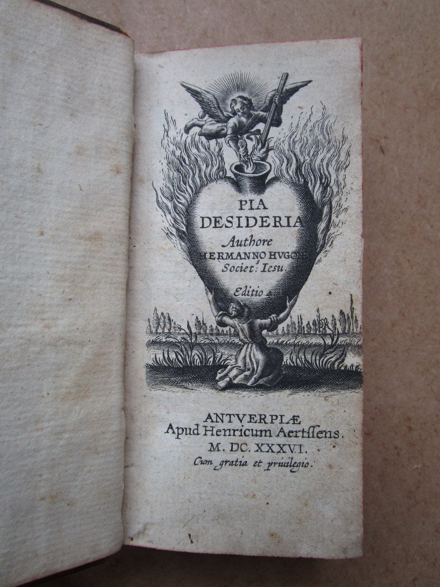 Ancien Rare Livre d'Amour Spirituel Pia Desideria Hugo Hermann 1636 Très Nombreuses Gravures. 
