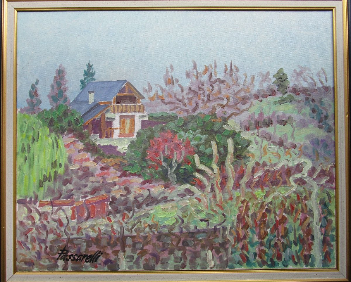 Mario Passarelli, Peintre Provençal, Très Belle Huile Sur Toile, Tableau Pointillisme, Art Naïf-photo-2
