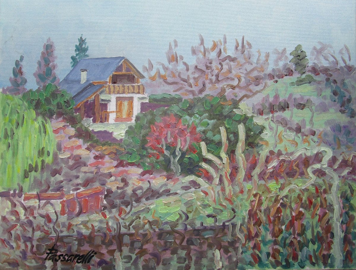 Mario Passarelli, Peintre Provençal, Très Belle Huile Sur Toile, Tableau Pointillisme, Art Naïf-photo-3