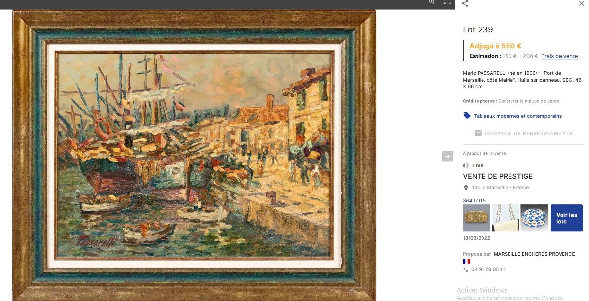 Mario Passarelli, Peintre Provençal, Très Belle Huile Sur Toile, Tableau Pointillisme, Art Naïf-photo-3