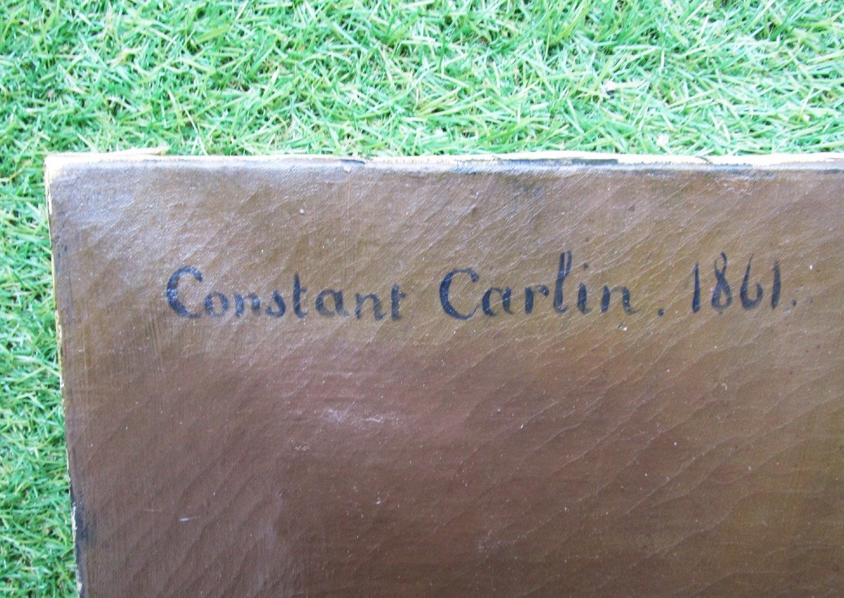 Etienne Constant Carlin, Large Painting Very Finely Produced In 1861 Canon Priest Louisiana-photo-4