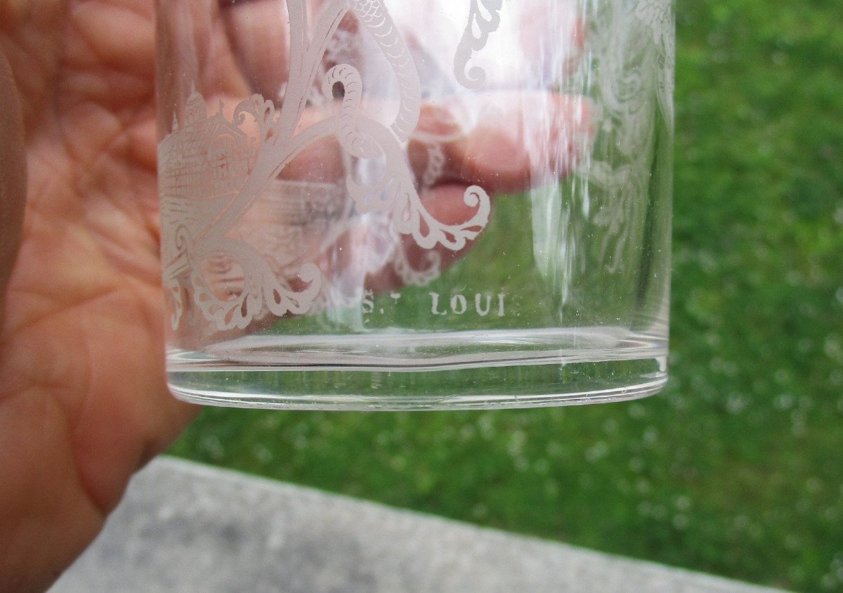 Souvenir Glass Universal Exhibition Of 1889 In Paris Crystal From Saint Louis Eiffel Tower.-photo-6