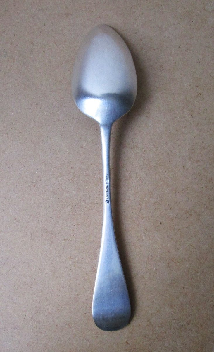 Cuillère De Service à Ragout En Argent Massif Russe Saint Petersbourg 1886 Modèle Uniplat 27 Cm-photo-4