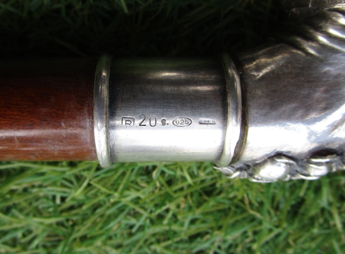 Very Beautiful Silver Walking Stick Hallmarked 925 Horse Head Shaped Knob. 90.5 Cm.-photo-3