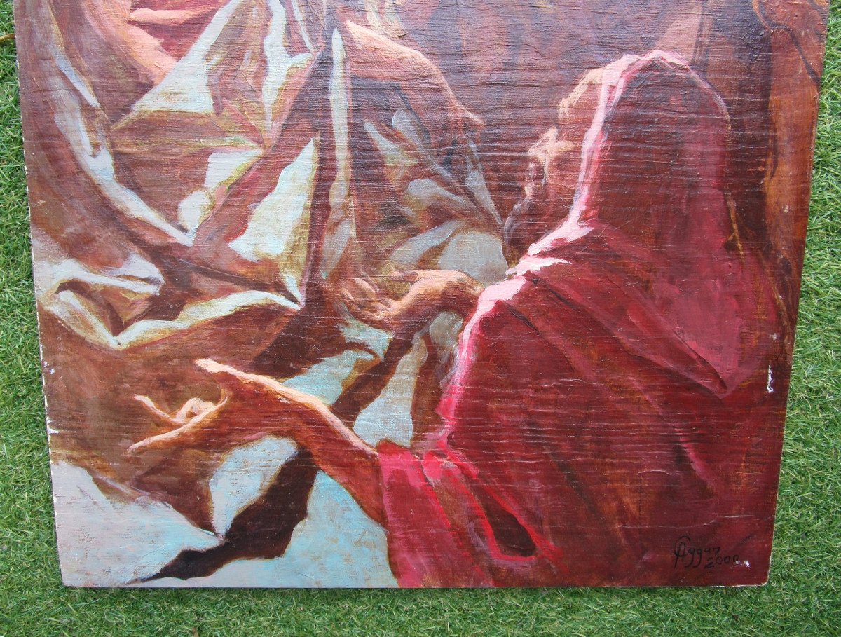 Antoni Cygan, Polish Artist Very Beautiful Oil On Wood Woman And Child Painting Poland.-photo-4