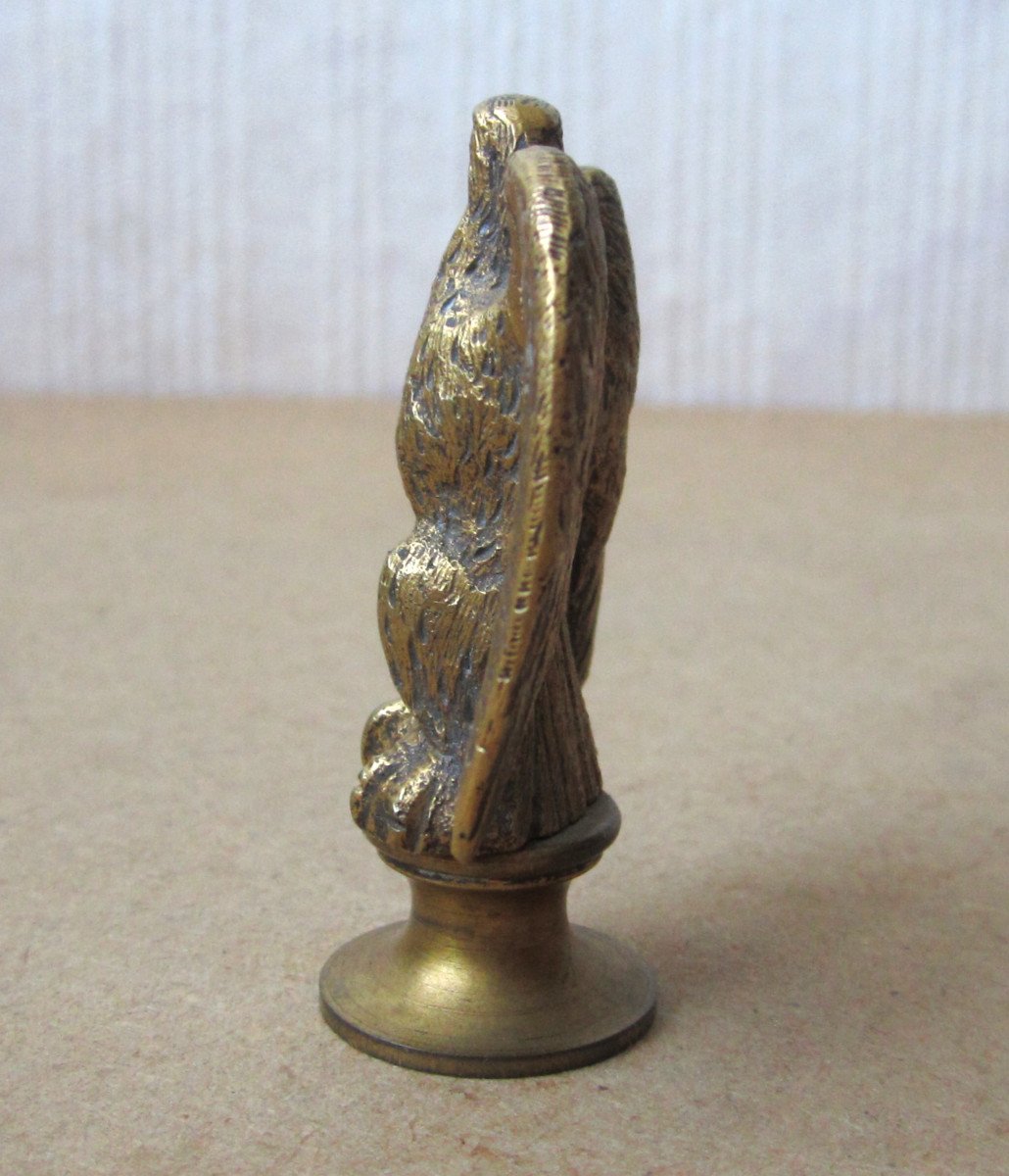 Antique Bronze Sealing Stamp With Eagle Decor Napoleon Empire Style Monogram Seal.-photo-3