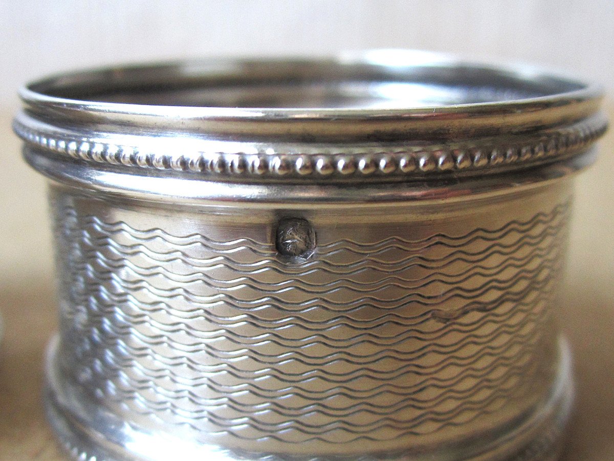 2 Almost Identical Napkin Rings In Solid Silver, Minerva Hallmark, Blank Cartridges.-photo-4