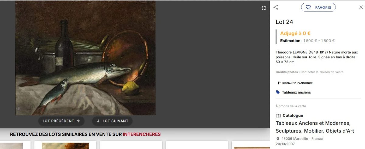 Théodore Lévigne, Grande Huile Sur Toile Signée, Tableau Nature Morte Aux Poissons Carpe Pêche.-photo-4