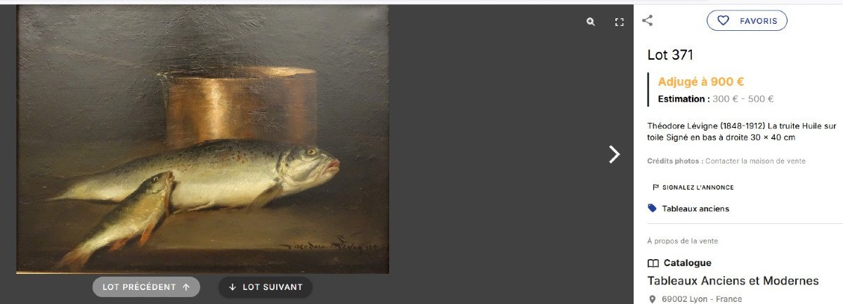 Théodore Lévigne, Grande Huile Sur Toile Signée, Tableau Nature Morte Aux Poissons Carpe Pêche.-photo-5