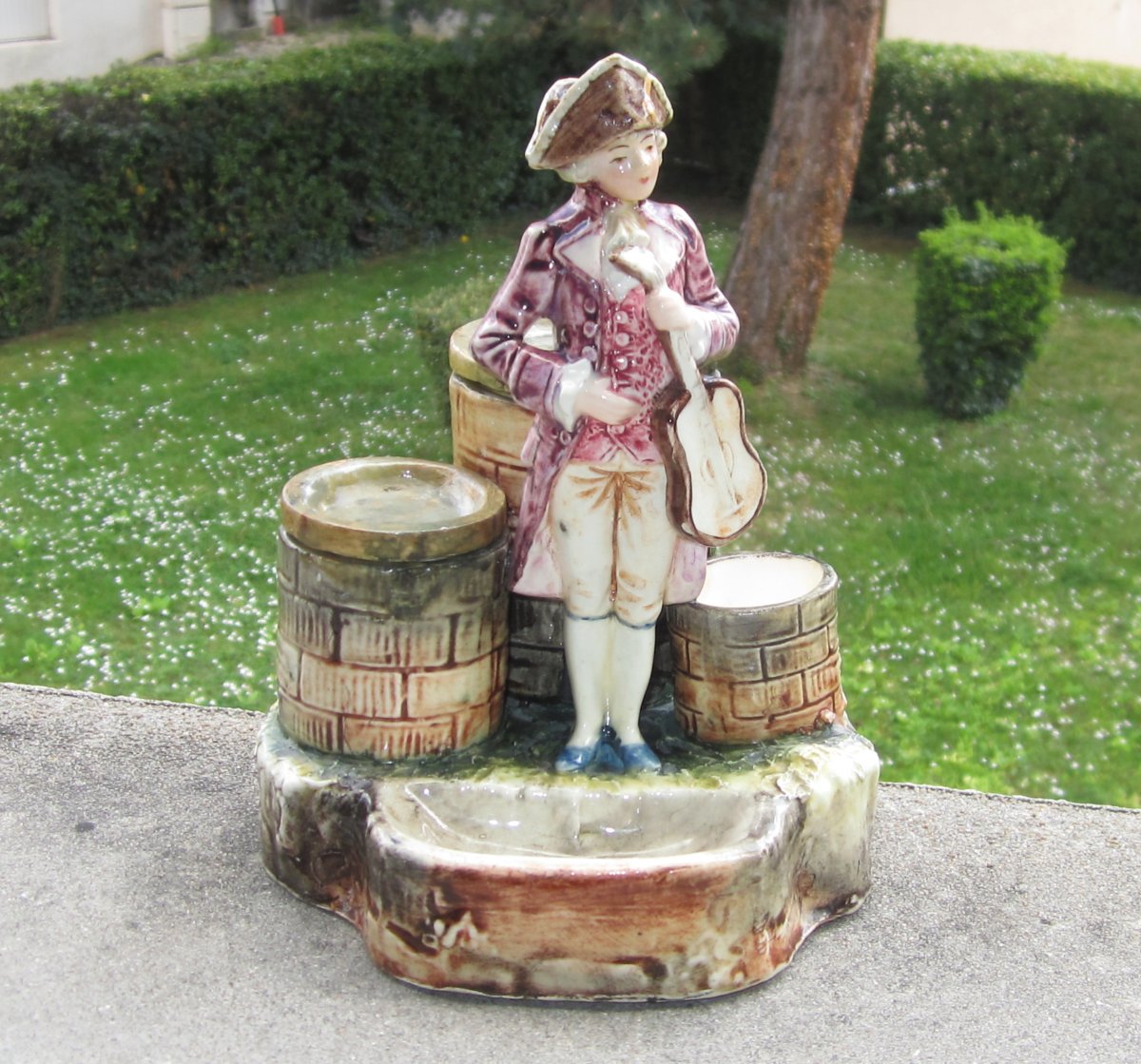 Nécessaire De Fumeur XIXe Pyrogène Pot à Tabac En Barbotine, Style Bernard Bernhard Bloch.-photo-2