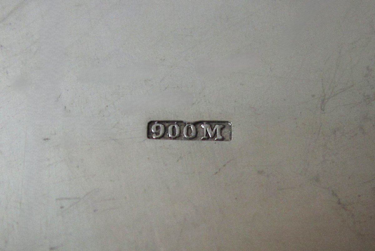 Petit Plateau Sur Pieds En Argent Massif Monogramme Initiales Af Ou Fa. Poids :  315 Grammes-photo-5