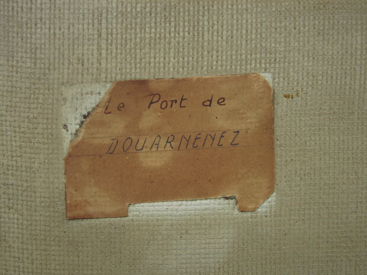 The Port Of Douarnenez In 1957, Oil, Marine Signed Deplano, Breton Painting, Brittany, Tréboul.-photo-2