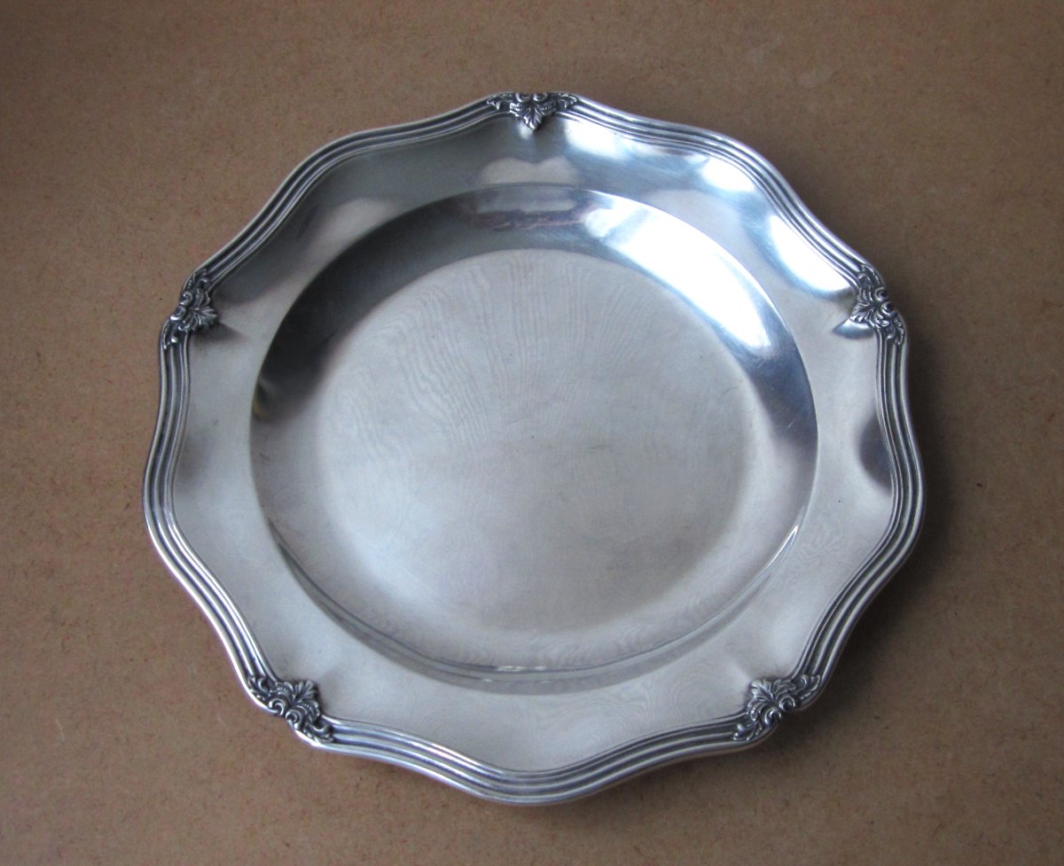 Beautiful Pentagonal Serving Tray In Solid Silver. Diameter: 27 Cm. Weight: 562 Grams.-photo-3
