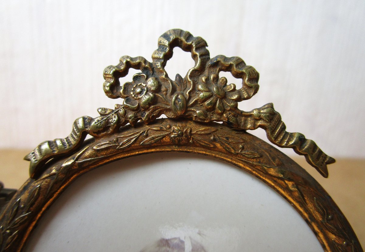 Charmant petit cadre double porte-photos de style Louis XVI, d'époque Napoléon III porte photo-photo-1