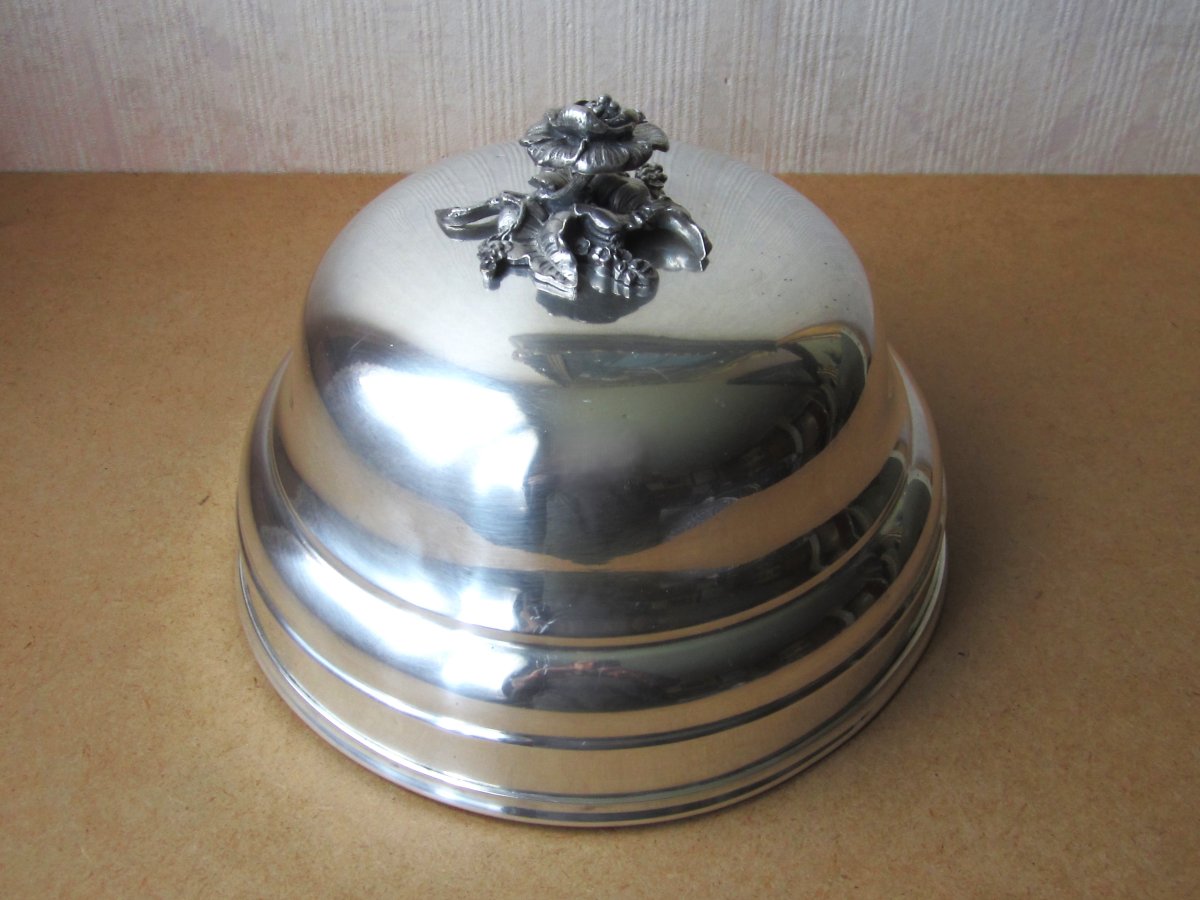 Antique Beautiful 19th Century Silver-plated Metal Table Service Bell, Monogram Initials Im Or Mi -photo-4