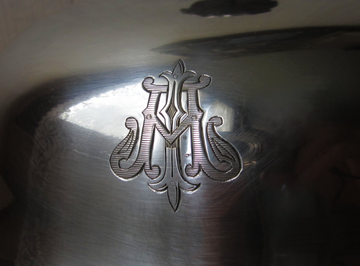 Antique Beautiful 19th Century Silver-plated Metal Table Service Bell, Monogram Initials Im Or Mi -photo-2