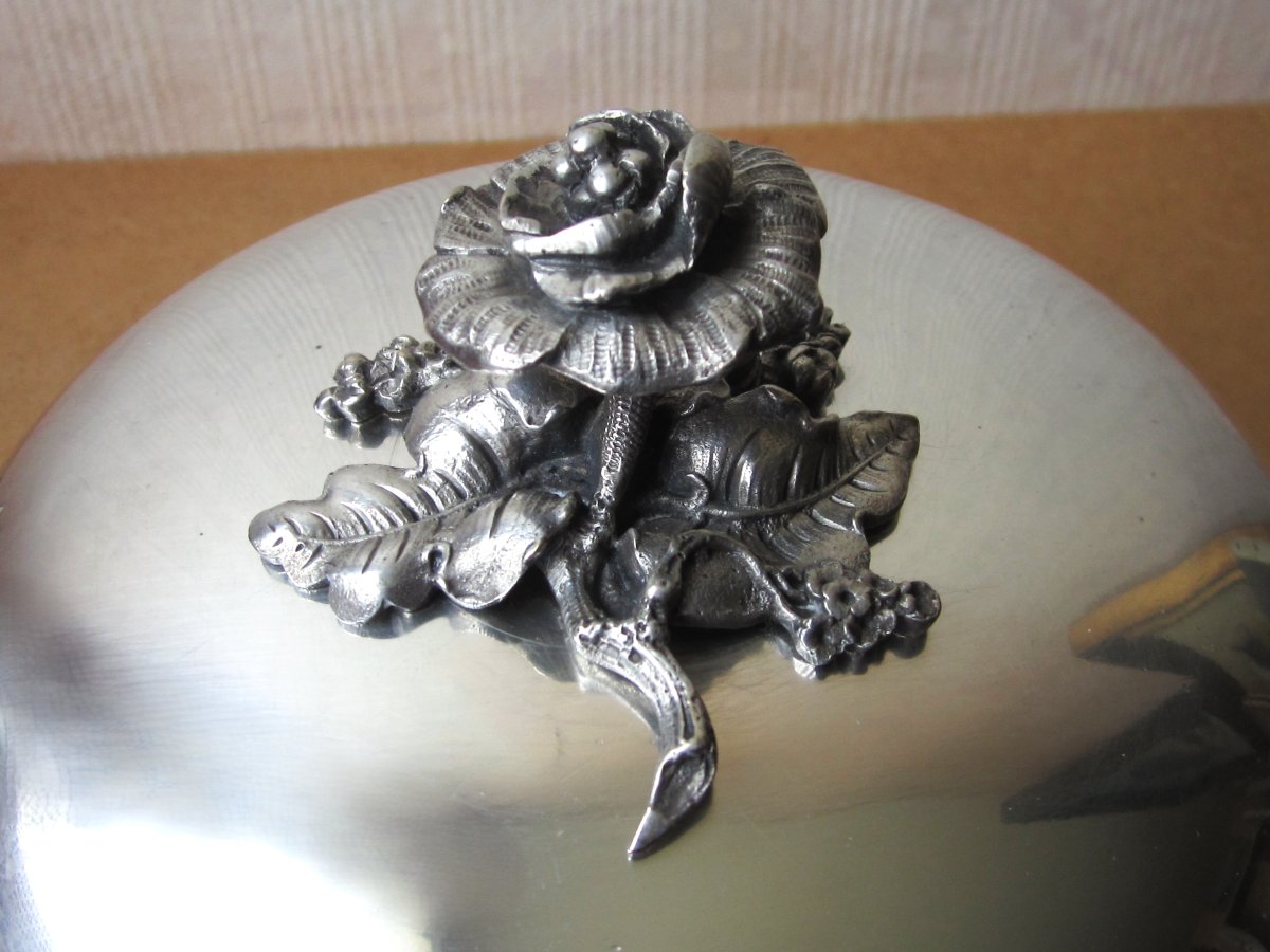 Antique Beautiful 19th Century Silver-plated Metal Table Service Bell, Monogram Initials Im Or Mi -photo-6