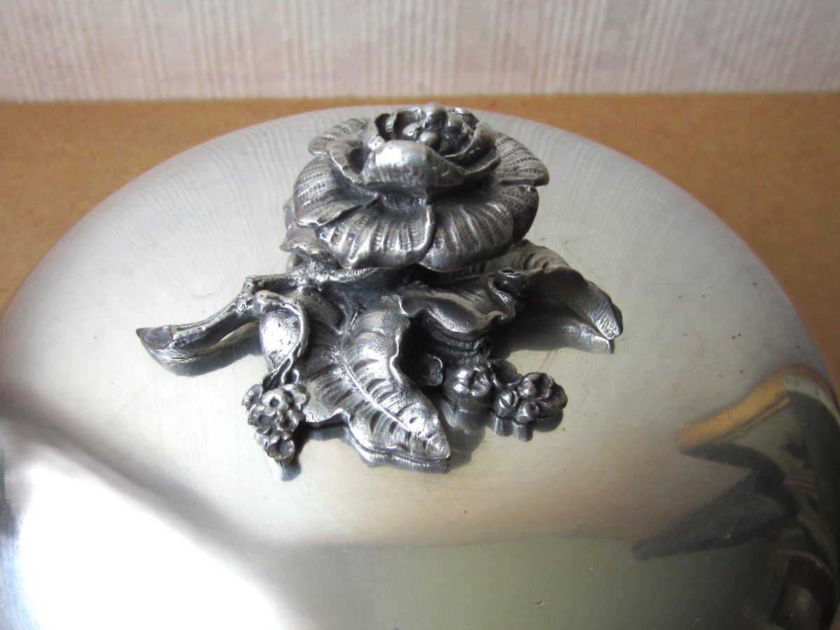Antique Beautiful 19th Century Silver-plated Metal Table Service Bell, Monogram Initials Im Or Mi -photo-7