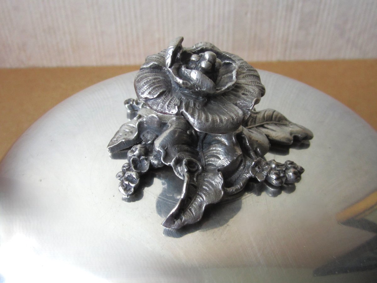 Antique Beautiful 19th Century Silver-plated Metal Table Service Bell, Monogram Initials Im Or Mi -photo-8