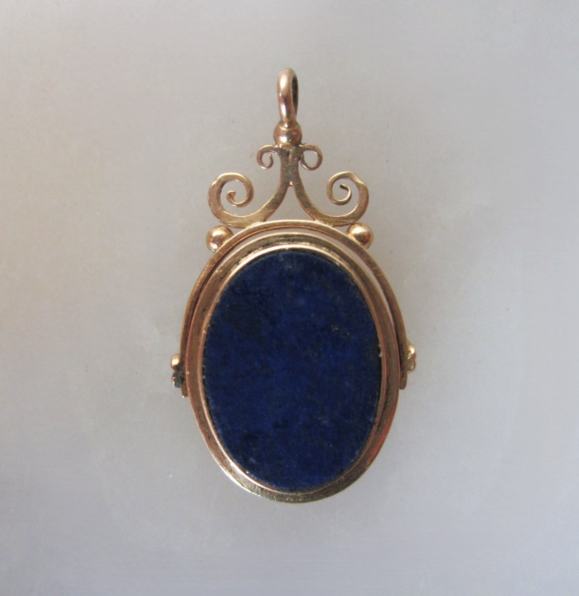 Beautiful 19th Century 18k Gold 18k Gold Seal Or Chatelaine Charm With A Blank Lapis Lazuli Matrix-photo-3