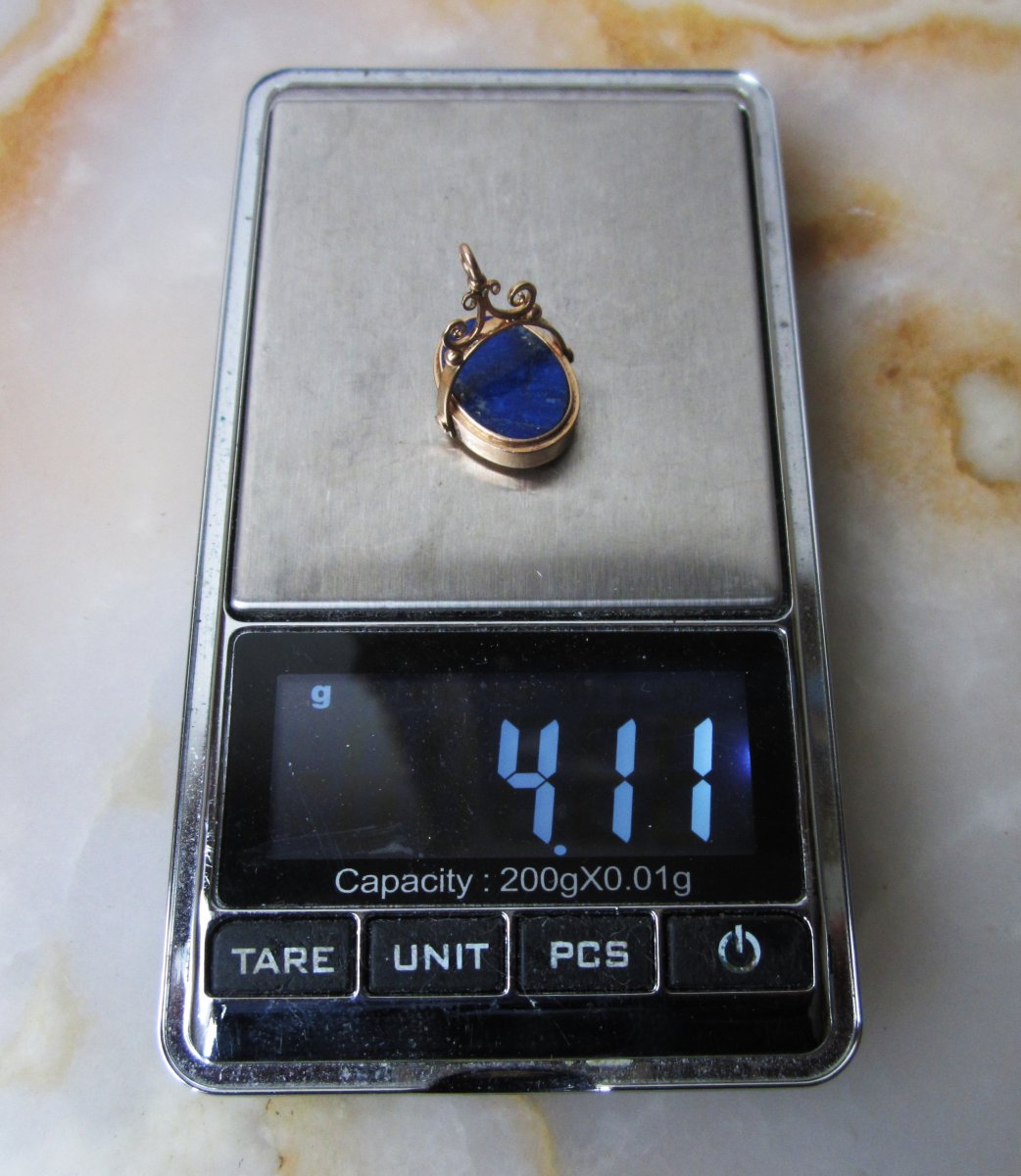 Beautiful 19th Century 18k Gold 18k Gold Seal Or Chatelaine Charm With A Blank Lapis Lazuli Matrix-photo-5