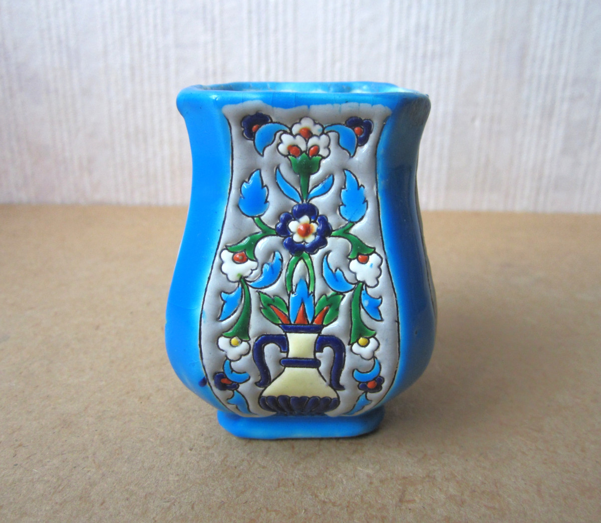 Very Beautiful Small 19th Century Miniature Vase In Bordeaux Enamel In Perfect Condition.