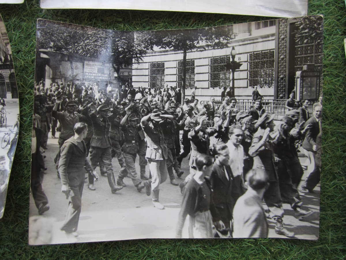 Lot de 9 anciennes photos photographies de presse LAPI FFI Libération de Paris militaire 1944-photo-2