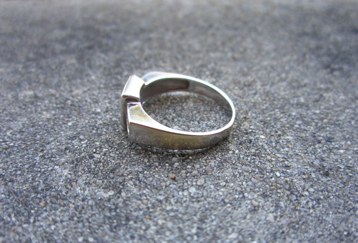 Belle bague en or massif 18k 18 carats améthyste et diamants taille 53 ; Poids : 3,90 grammes-photo-3