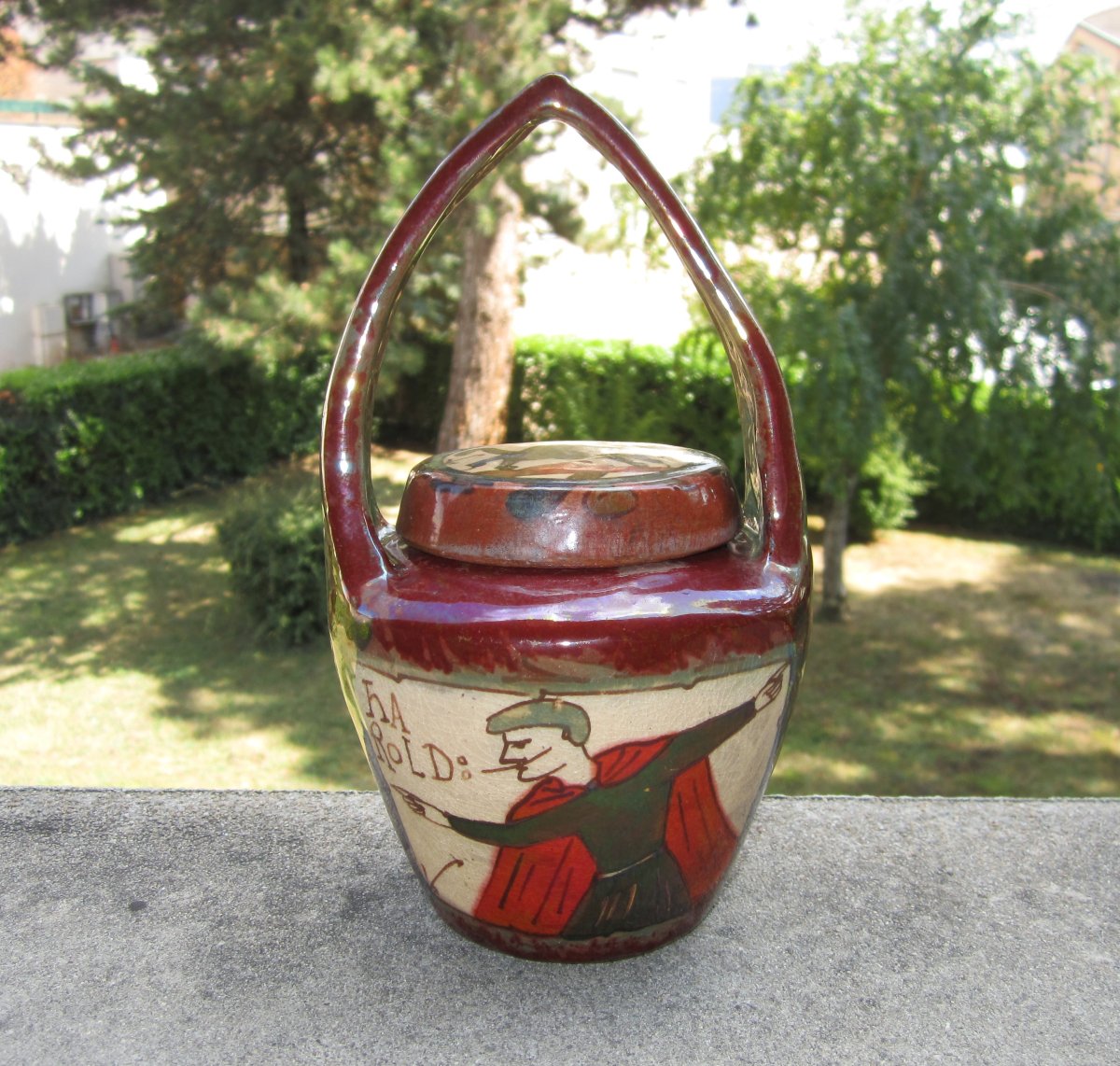 Louis-etienne Desmant Covered Pot In The Shape Of A Basket Bayeux Tapestry Art Nouveau Ceramic-photo-2