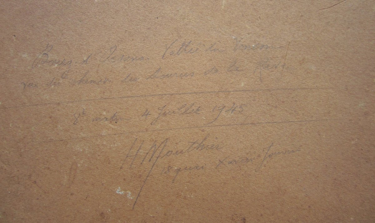 Hippolyte Mouthier Grenoble, Le Bourg d'Oisans Vallée du Vénéon tableau de montagne signé 1945.-photo-2
