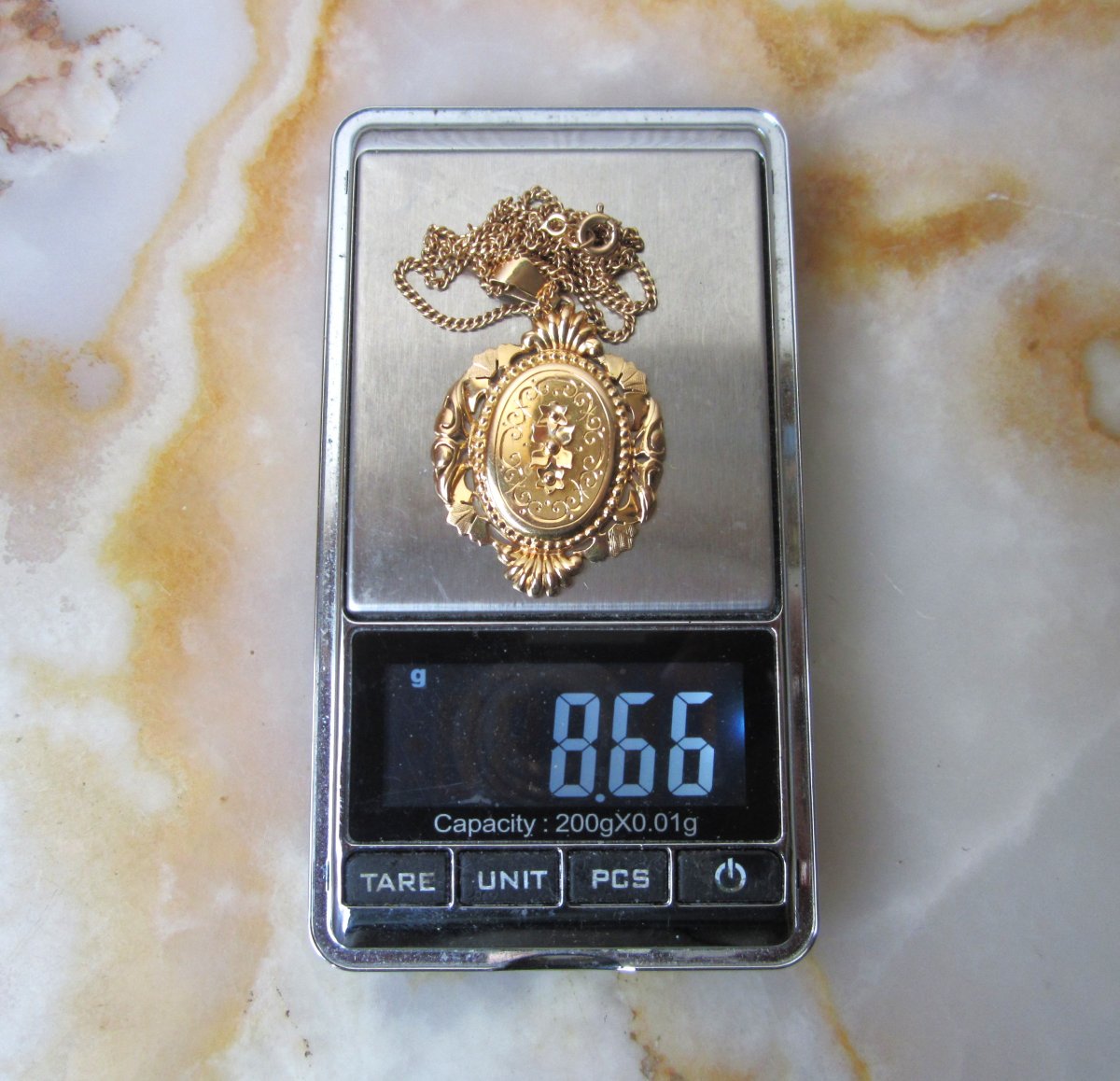 Ancien grand pendentif Napoléon III or 18k 18 carats fleurs en relief vendu avec ou sans chaîne-photo-8