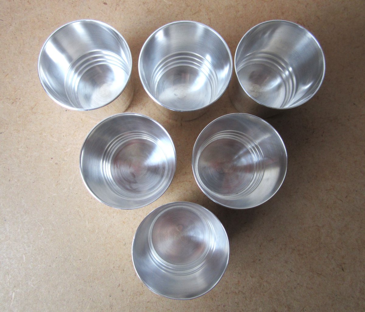 Six Large Christofle Art Deco Goblets Or Small Cups 1930 Modernist Luc Lanel Style.-photo-4