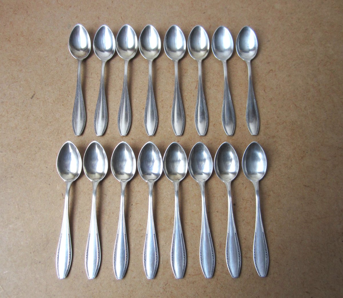 16 Small German Solid Silver Mocha Teaspoons In Very Good Condition.-photo-2