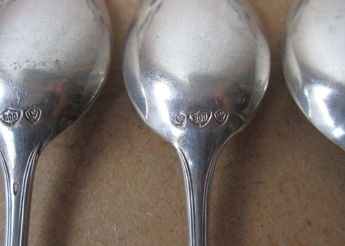 16 Small German Solid Silver Mocha Teaspoons In Very Good Condition.-photo-4